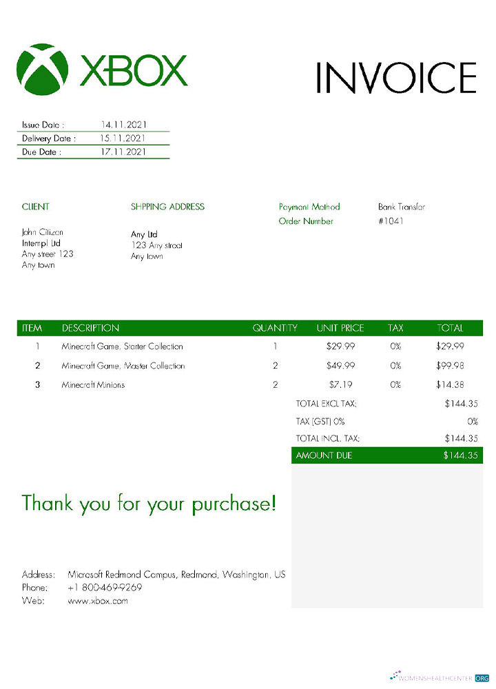 Download USA Xbox invoice template Photoshop template